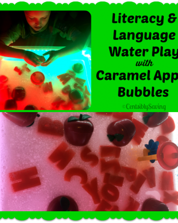 Caramel Apple Literacy Water Sensory Bin