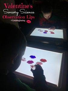 Valentines Sensory Science Observation Lips & Light Play